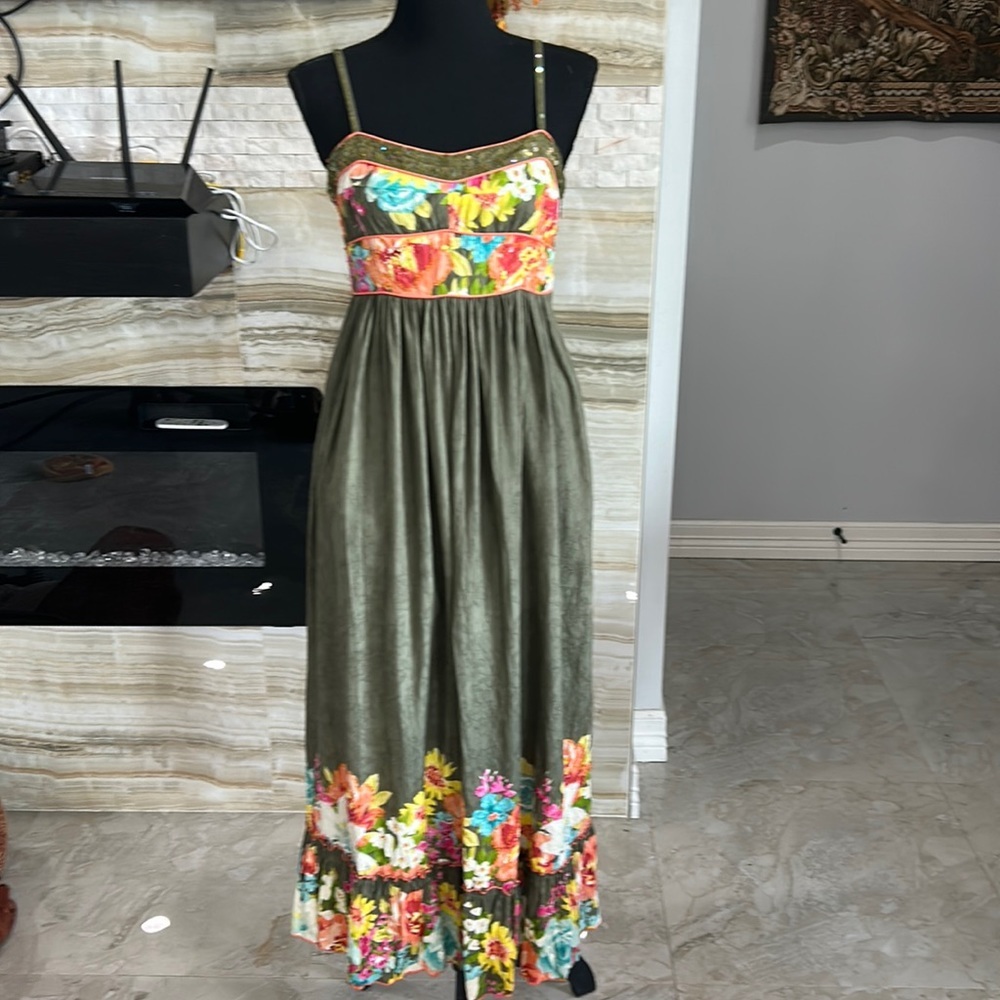 Derhy Ladies Cotton Maxi Embroidered Dress. Size S